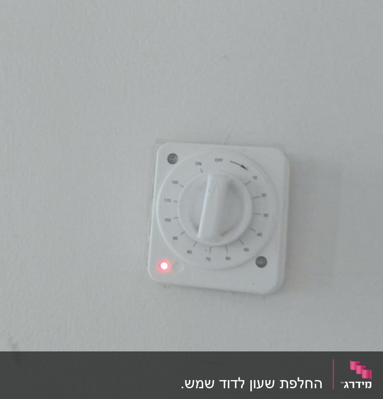 תרמוסטט קיר עם חוגה ואור אדום דולק